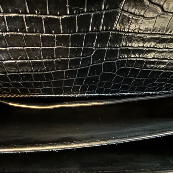 Yves Saint Laurent Sunset Black Croc-Embossed Shoulder Bag - Picture 8 of 16